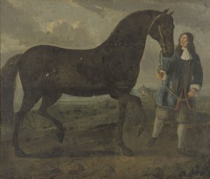 Black Horse Led by a Stable Boy by Unbekannt Unbekannt